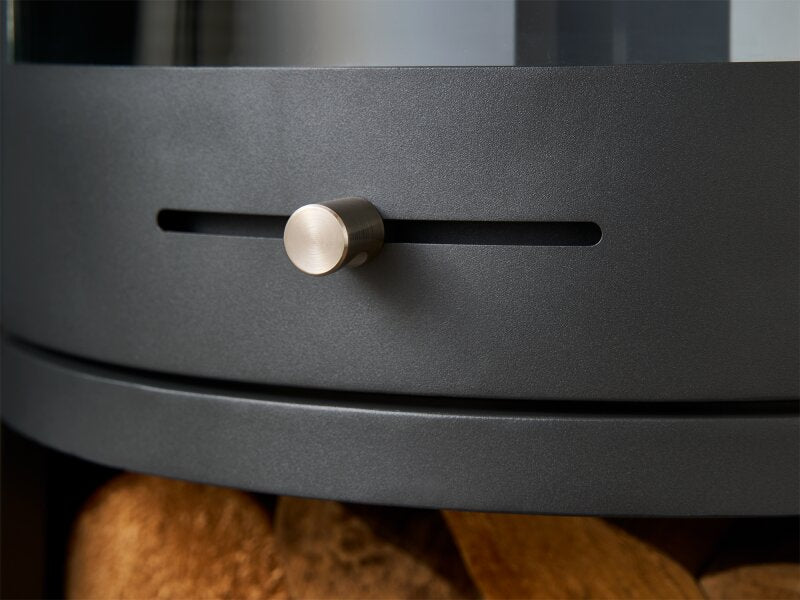 OKO S5 Bio Ethanol Cylinder Stove with Log Storage in Charcoal Grey 11031