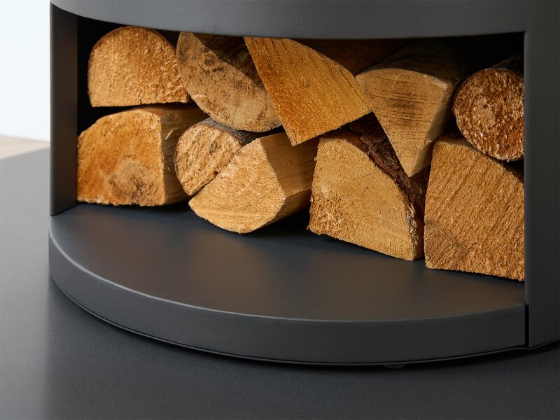 OKO S5 Bio Ethanol Cylinder Stove with Log Storage in Charcoal Grey 11031
