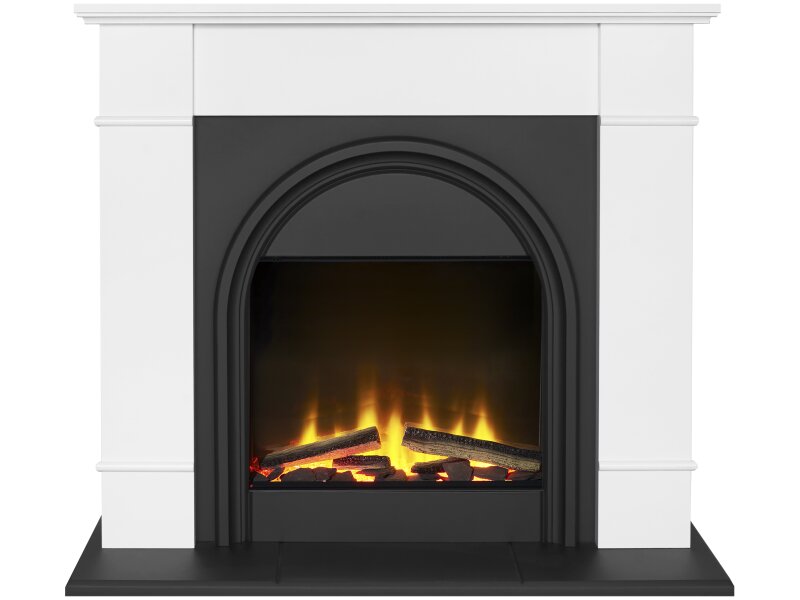 Adam Chesterfield Electric Fireplace Suite in White & Charcoal Grey, 44 Inch