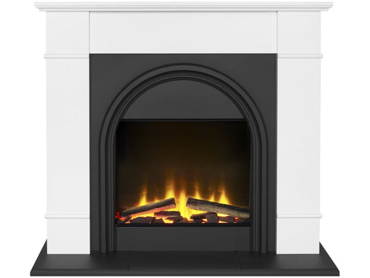 Adam Chesterfield Electric Fireplace Suite in White & Charcoal Grey, 44 Inch