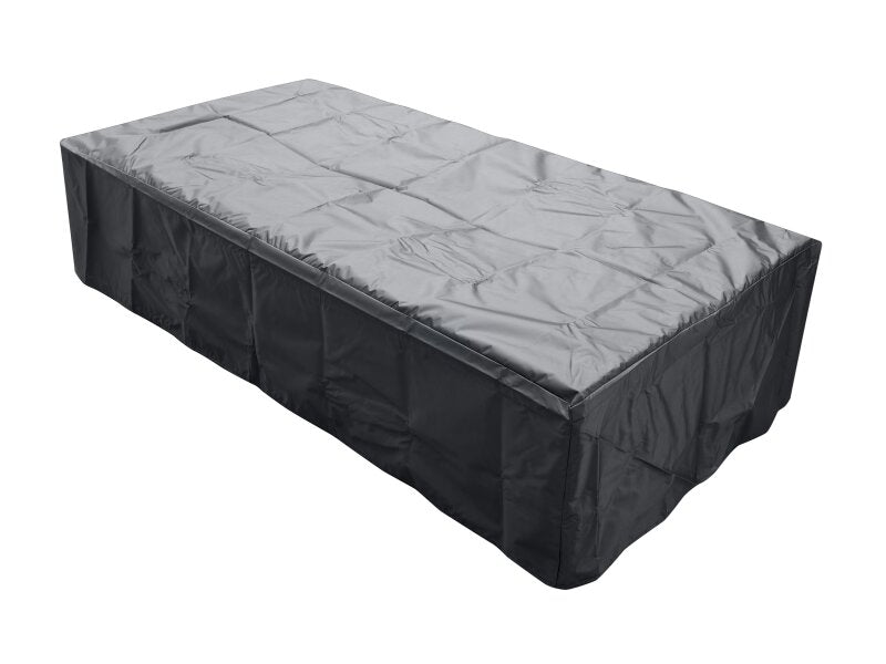 Field & Flame Liana Rectangle Gas Fire Pit in Travertine