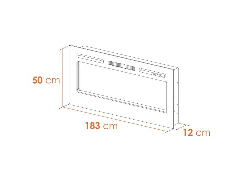 Adam Orlando Inset / Wall Mounted Electric Fire, 72 Inch 10984