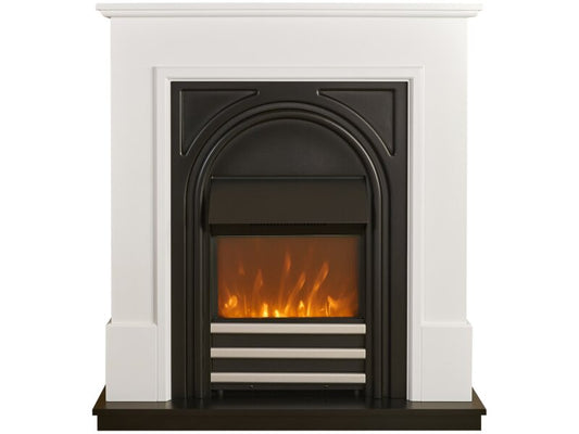 Adam Warwick Fireplace Suite In Pure White & Black Cast Effect, 36 Inch  11002