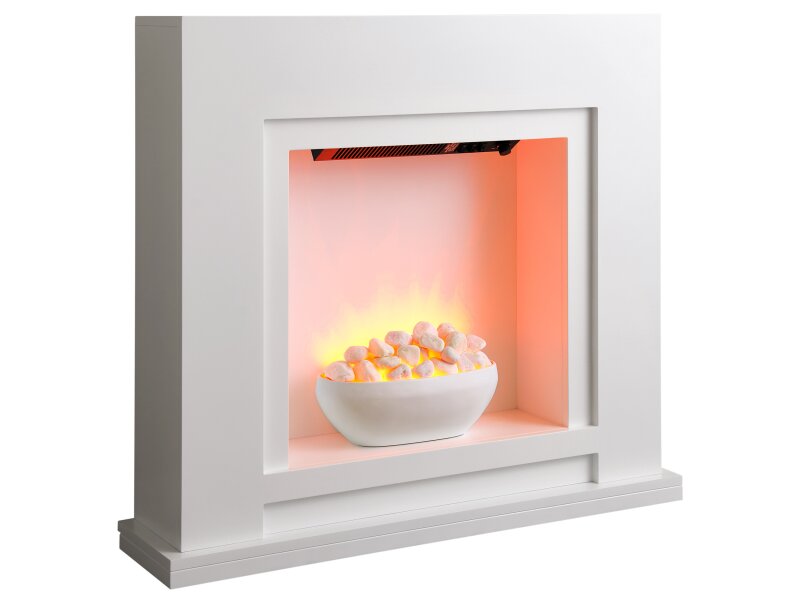 Sureflame Mondrian Electric Fireplace Suite in White 10982