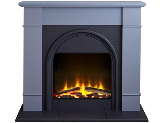 Adam Chesterfield Electric Fireplace Suite in Grey & Charcoal Grey, 44 Inch