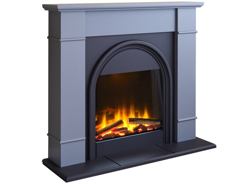 Adam Chesterfield Electric Fireplace Suite in Grey & Charcoal Grey, 44 Inch