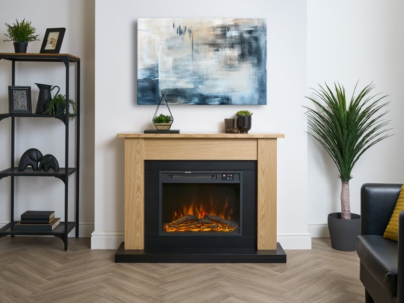 Sureflame Banbury Electric Fireplace Suite in Oak & Black, 43 Inch