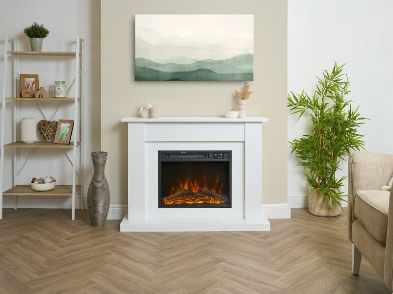 Sureflame Banbury Electric Fireplace Suite in White, 43 Inch