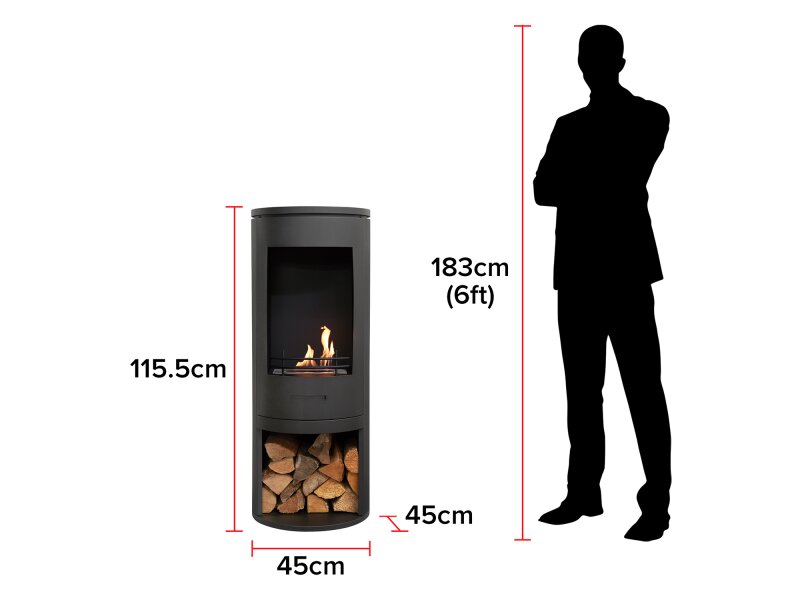 Sureflame Barilo Bio Ethanol Stove in Matte Black