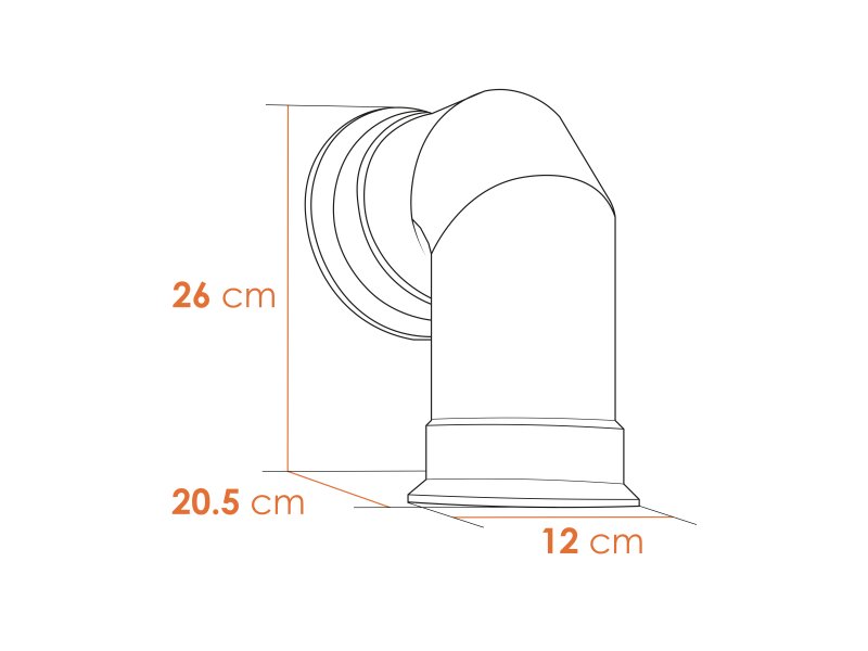 Short Angled Electric Fire Stove Pipe Black 4117