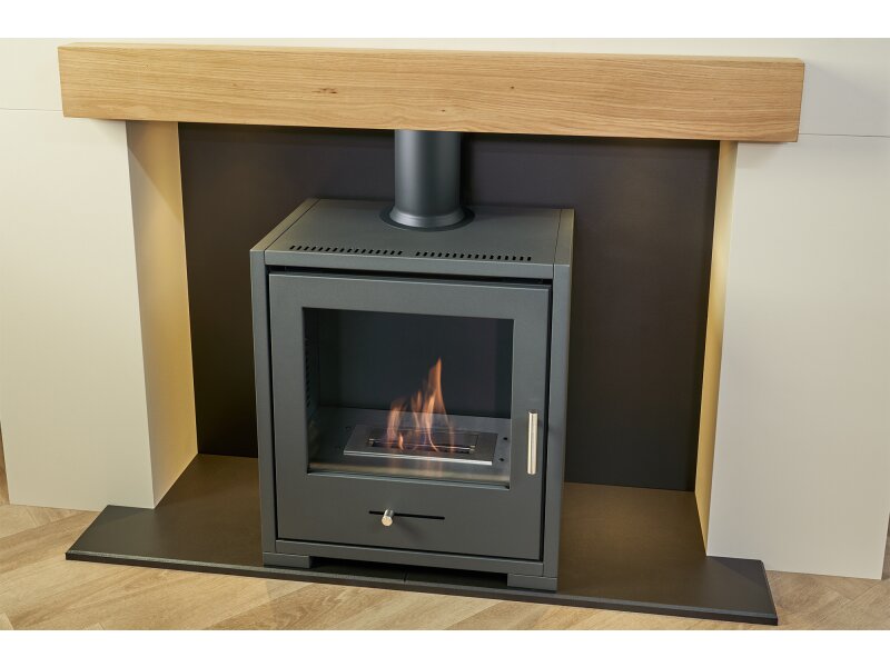 OKO Straight Decorative Metal Stove Pipe in Charcoal Grey 11258