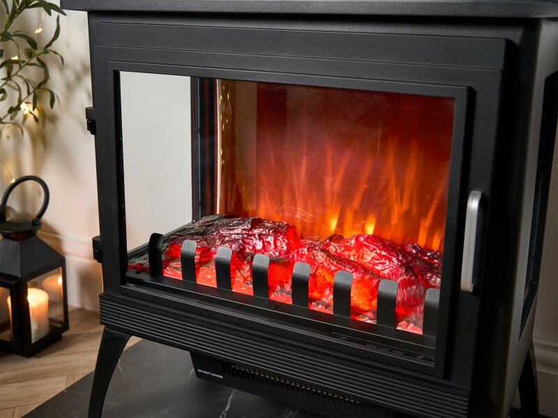 Sureflame Marlow 3-Sided Electric Stove in Black 11261