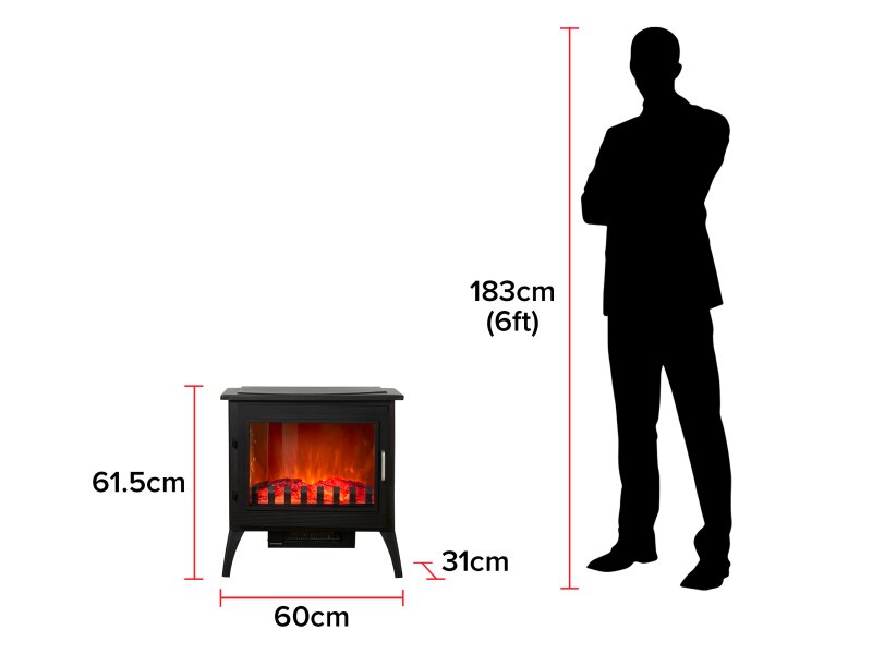 Sureflame Marlow 3-Sided Electric Stove in Black 11261