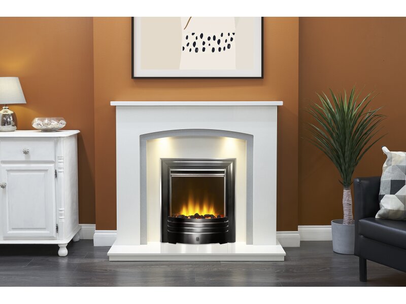 Acantha Amara Coal or Pebbles Electric Fire in Black Nickel with Remote Control