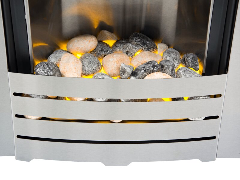 Adam Helios Remote Control Electric Fire in Brushed Steel