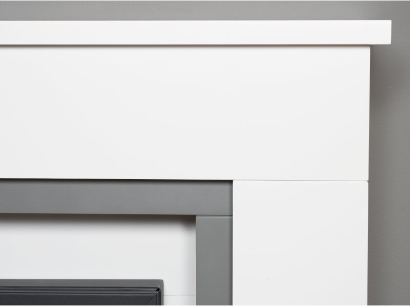 Adam Milan Fireplace Pure White & Grey w Colorado Bio Ethanol Fire Black, 39 Inch