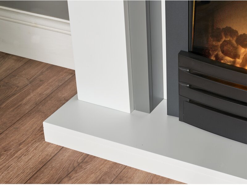 Adam Milan Fireplace in Pure White & Grey with Eclipse Electric Fire in Black, 39 Inch