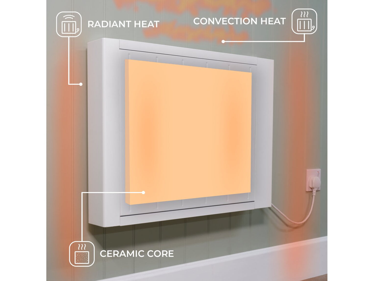 Adam Sola Ceramic-IQ 1500W Electric Radiator in White with Smart WiFi Control