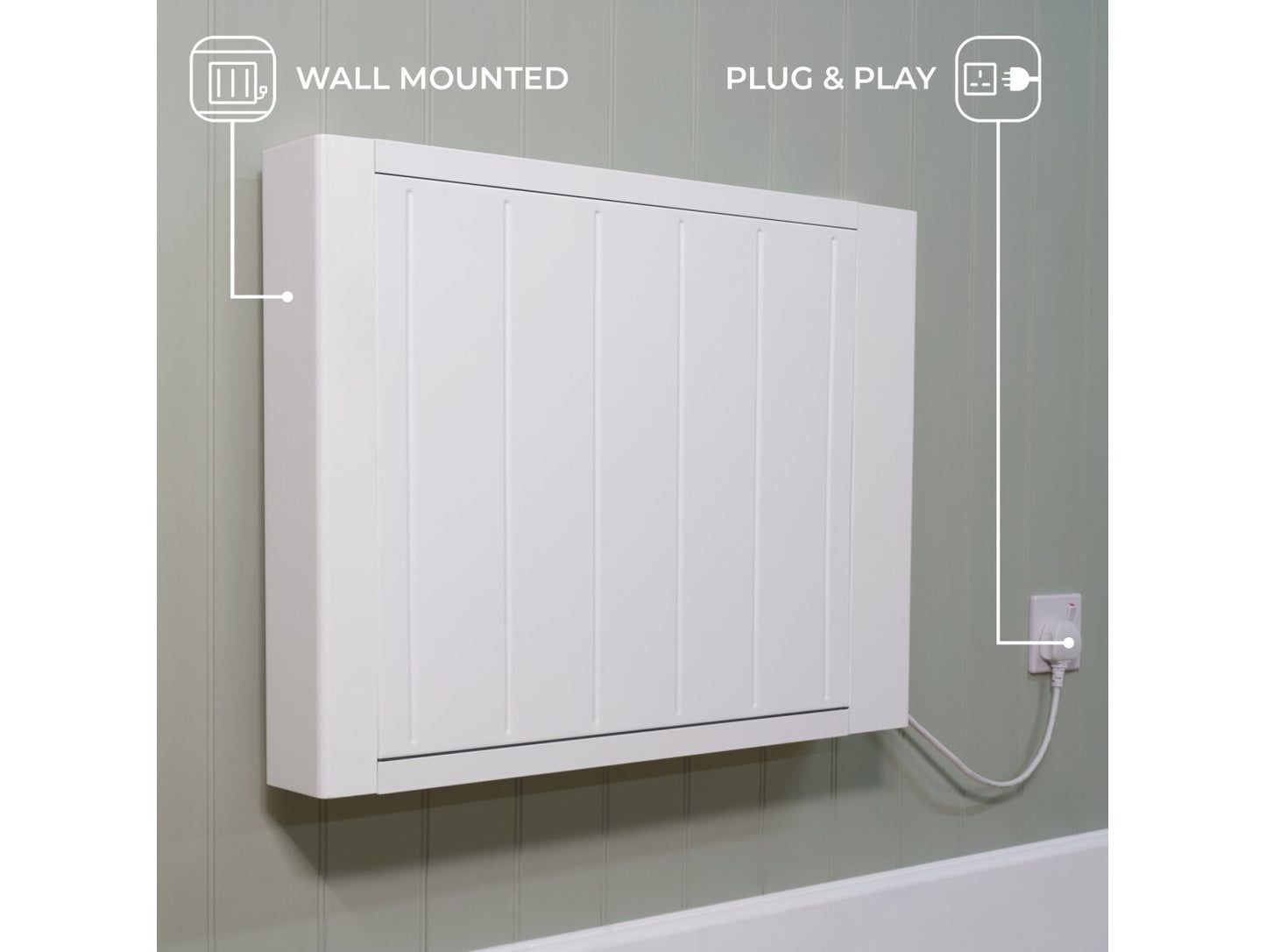 Adam Sola Ceramic-IQ 1500W Electric Radiator in White with Smart WiFi Control