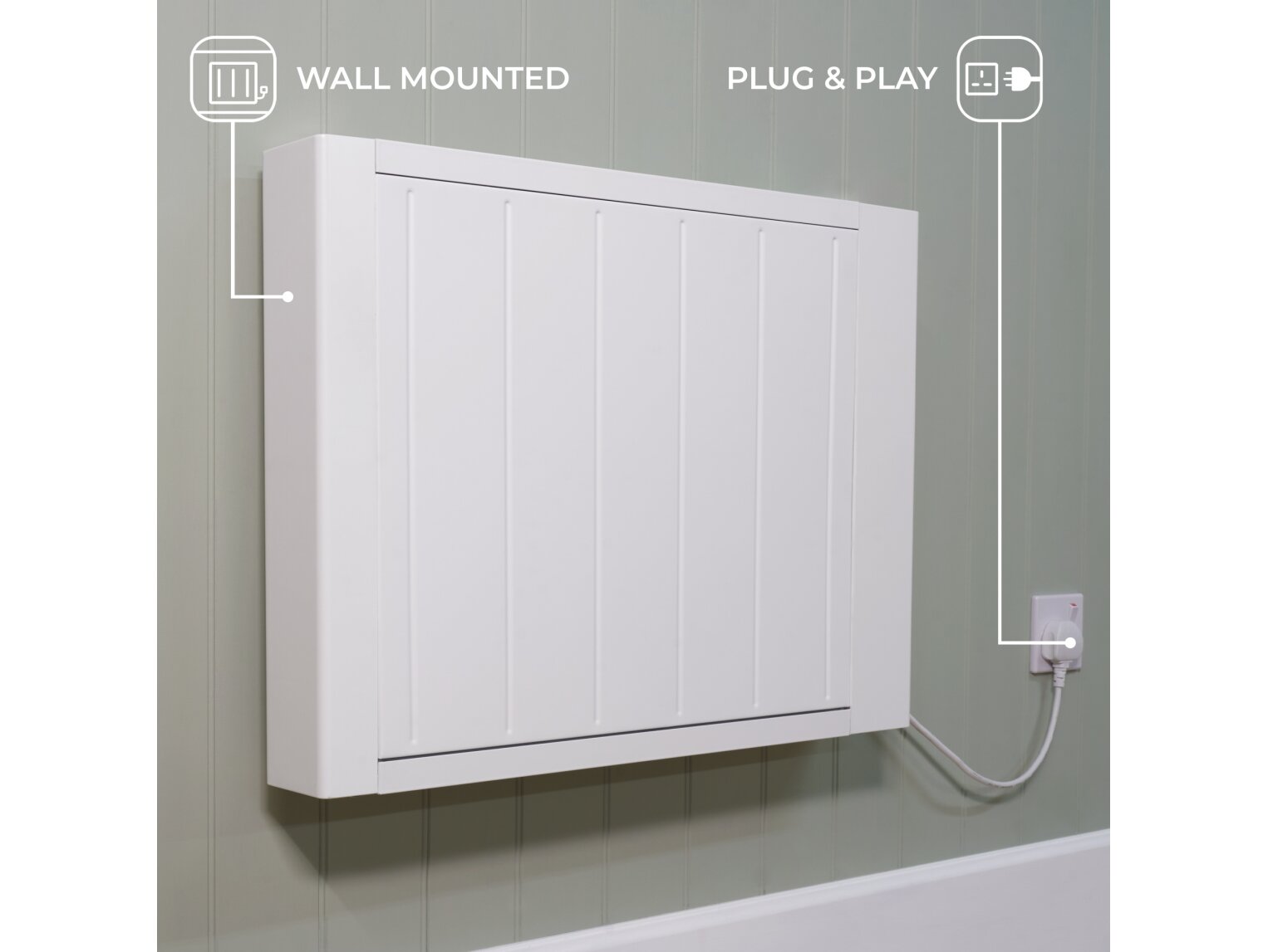 Adam Sola Ceramic-IQ 1500W Electric Radiator in White with Smart WiFi Control