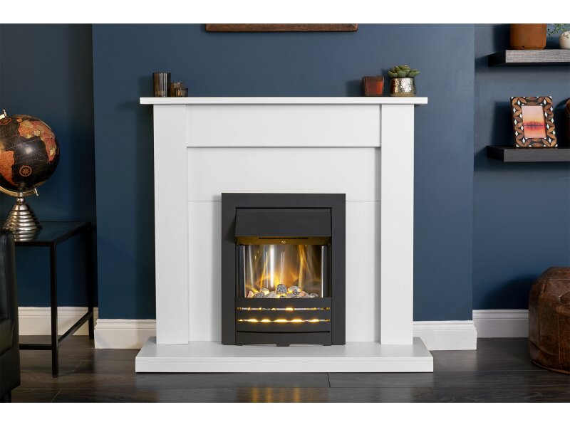 Adam Sutton 43 Inch Fireplace w Helios Electric Fire in Black