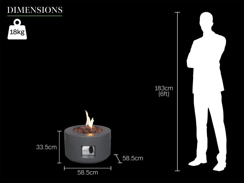 Field & Flame Canna Gas Fire Pit in Charcoal Grey