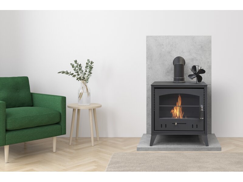 OKO Premium Heat Powered Stove Fan in Black