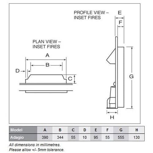 Dimplex Adagio Brass Optiflame Electric Fire 2kW