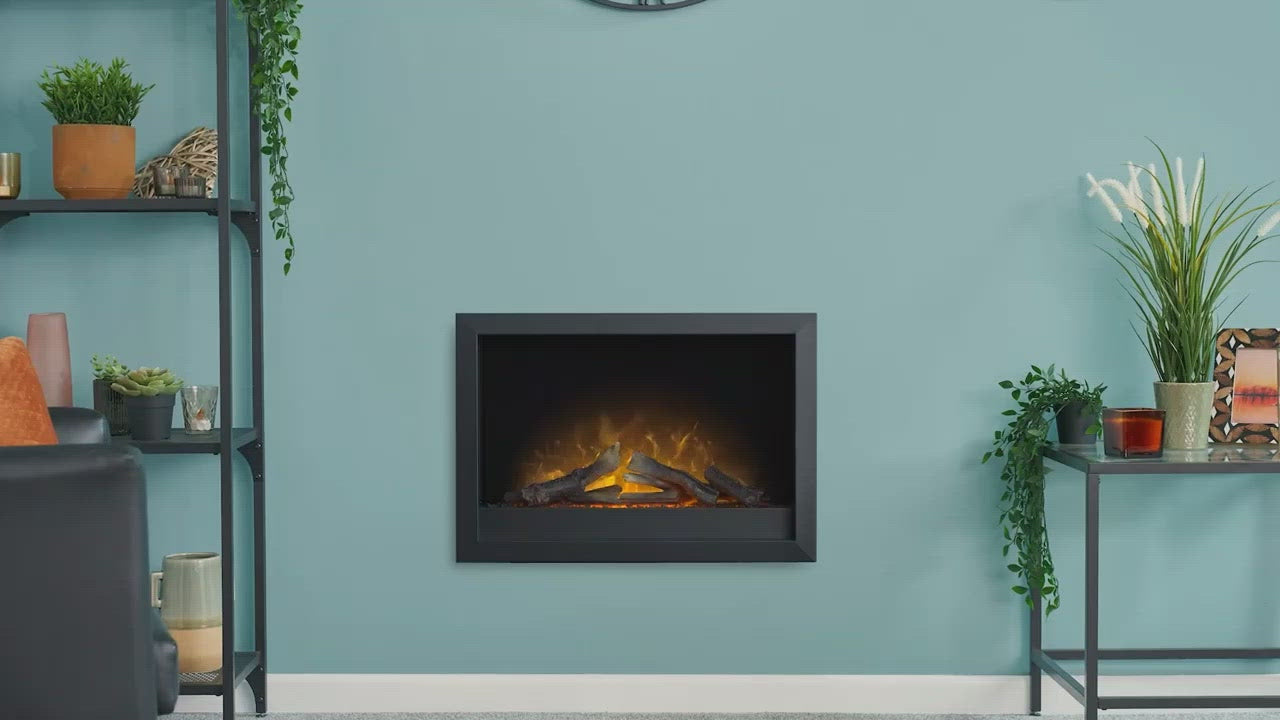 Adam Toronto Electric Wall Inset Fire + Pebbles & Remote Control Black