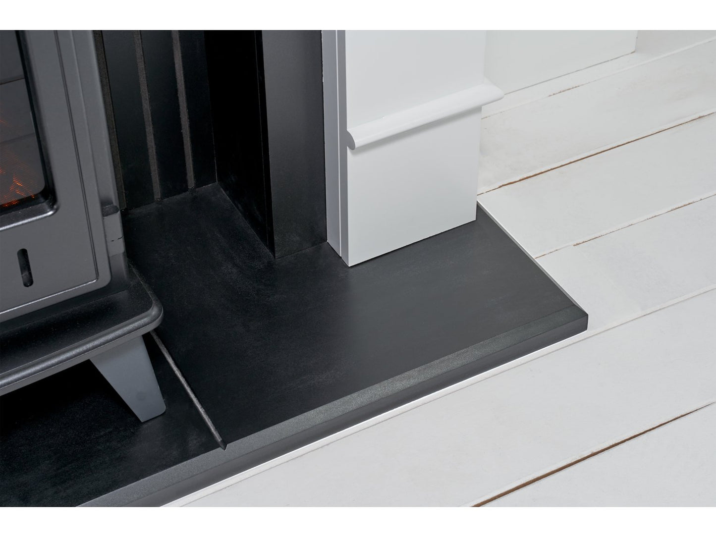 Adam Oxford Stove Suite Pure White + Aviemore Electric Stove Black Enamel 48"