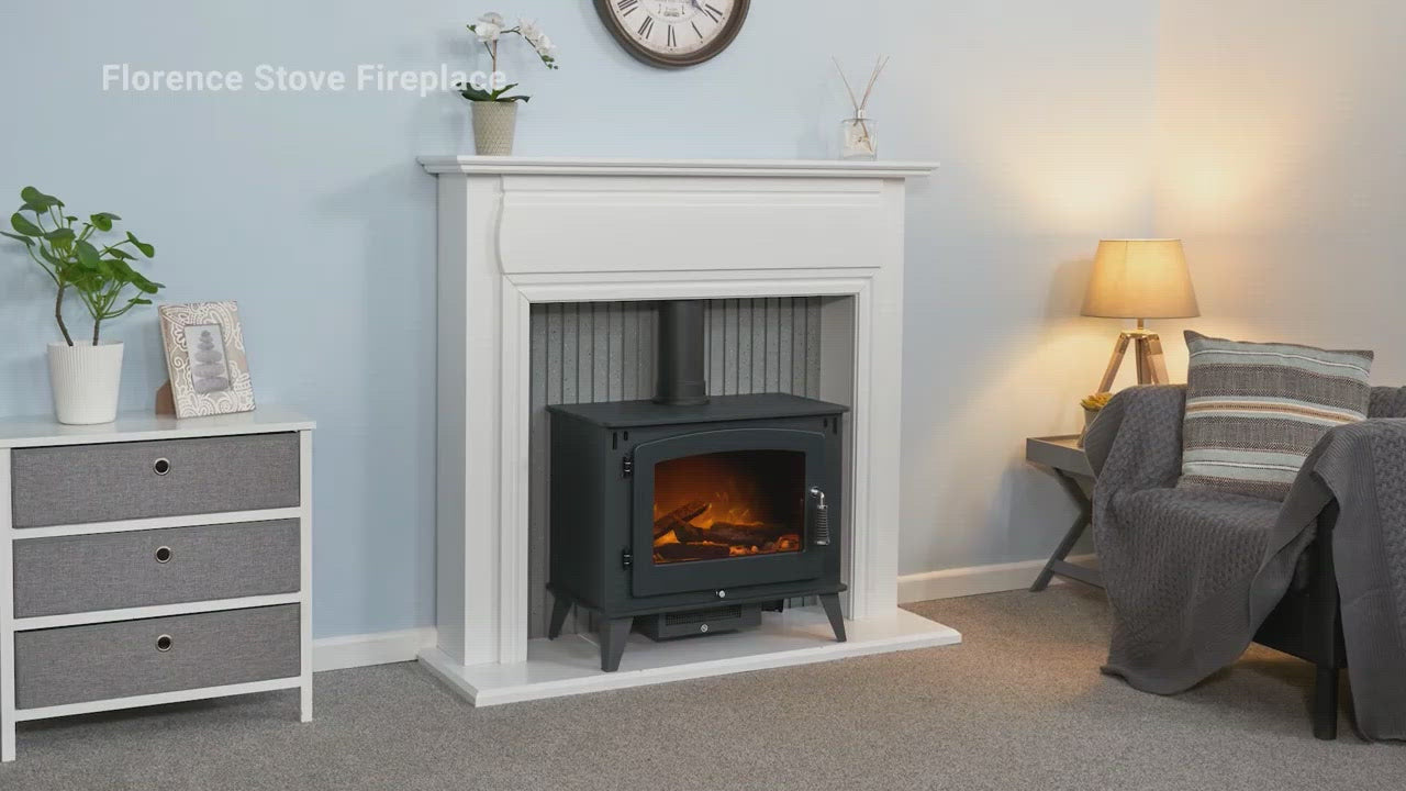 Adam Florence 48 Inch Stove Fireplace Pure White