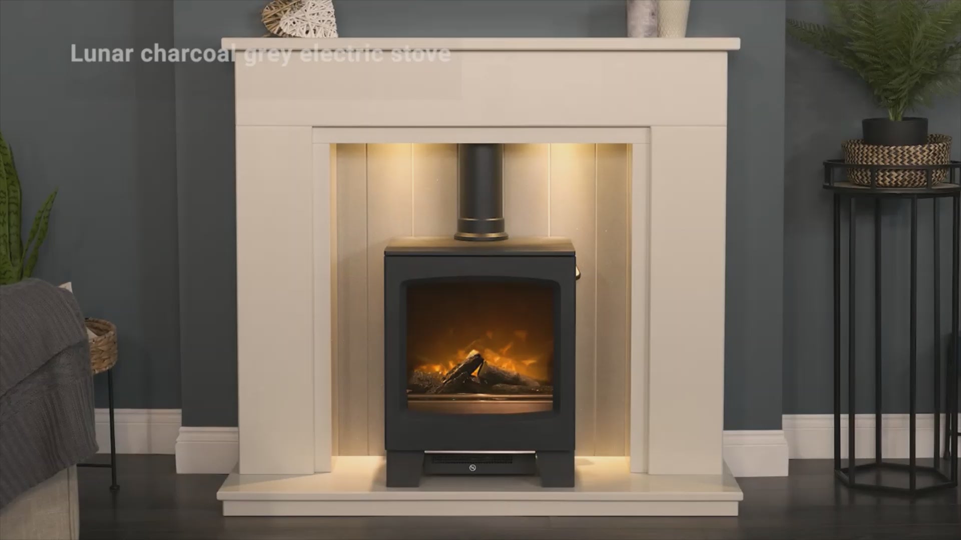 Acantha Lunar Electric Stove Charcoal Grey