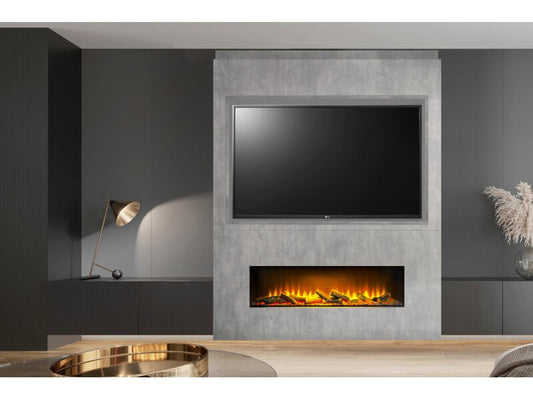 Acantha Nexus Pre-Built Concrete Effect Fully Inset Media Wall with TV Recess