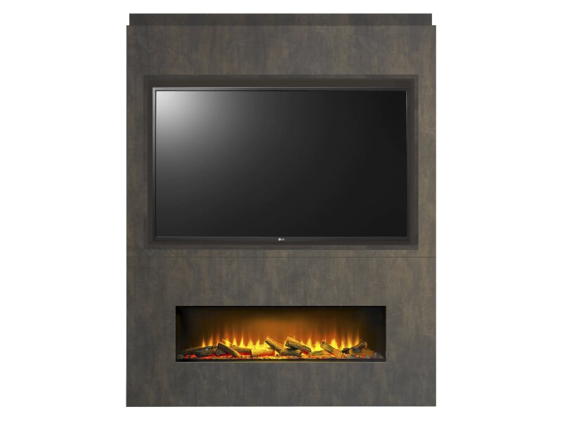 Acantha Nexus Pre-Built Venetian Plaster Effect Fully Inset Media Wall with TV Recess