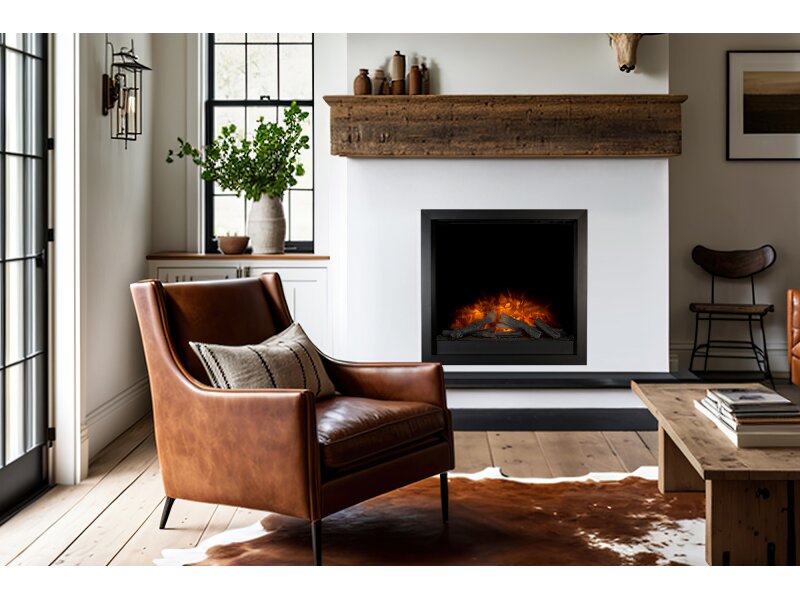 Acantha Ontario Electric Inset Wall Fire with Remote Control in Black 4 Sided Frame