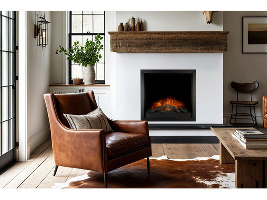 Acantha Ontario Electric Inset Wall Fire with Remote Control in Black 4 Sided Frame