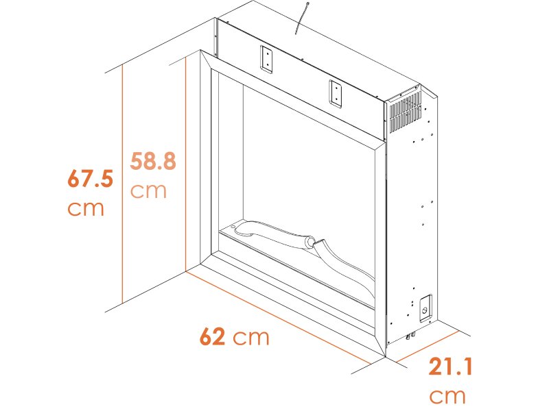 Acantha Ontario Electric Inset Wall Fire with Remote Control in Black 4 Sided Frame