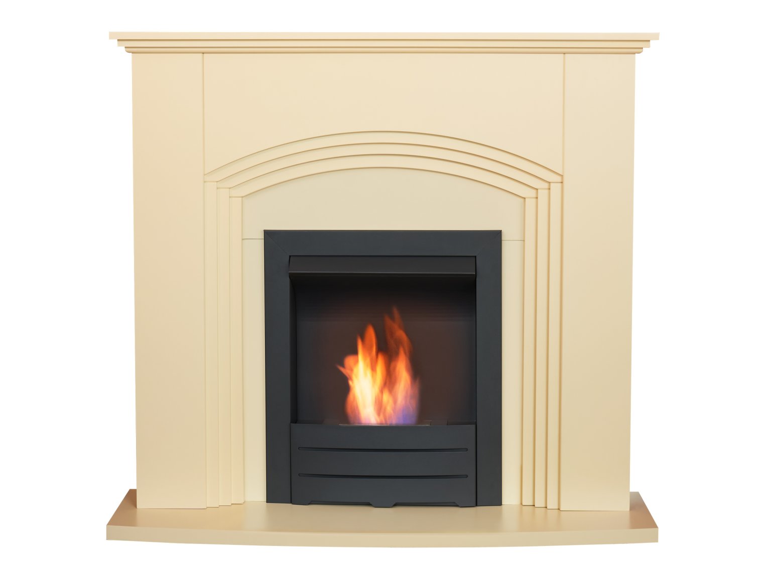 Adam Kirkdale Fireplace Cream + Colorado Bio Ethanol Fire Black, 45"