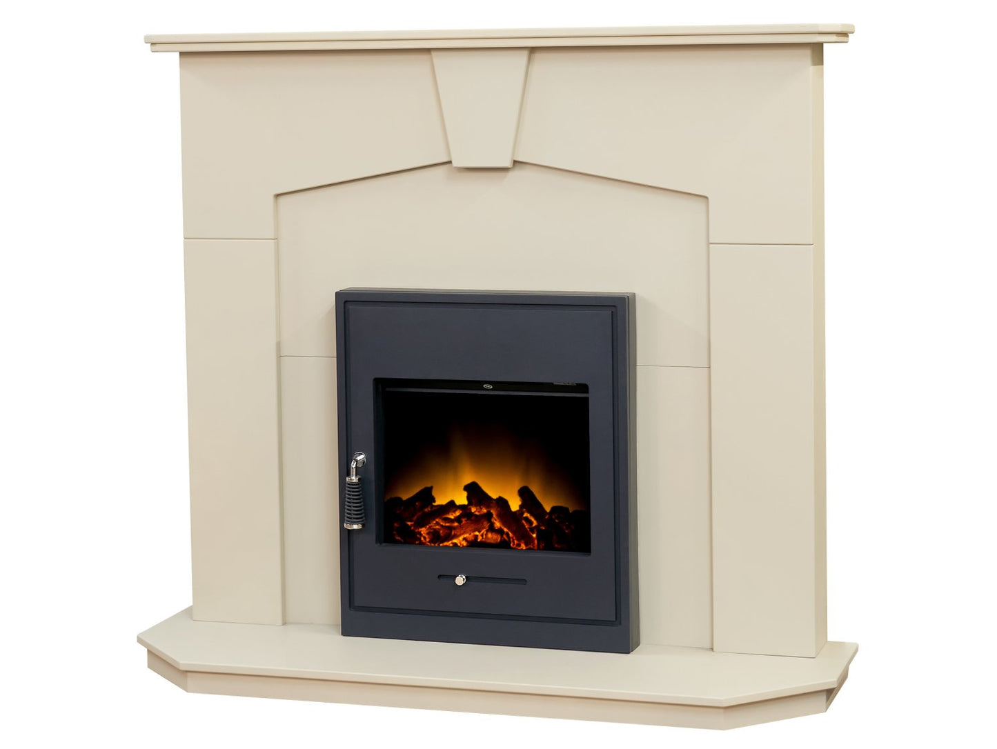 Adam Abbey Fireplace Stone Effect + Oslo Electric Fire Black, 48"
