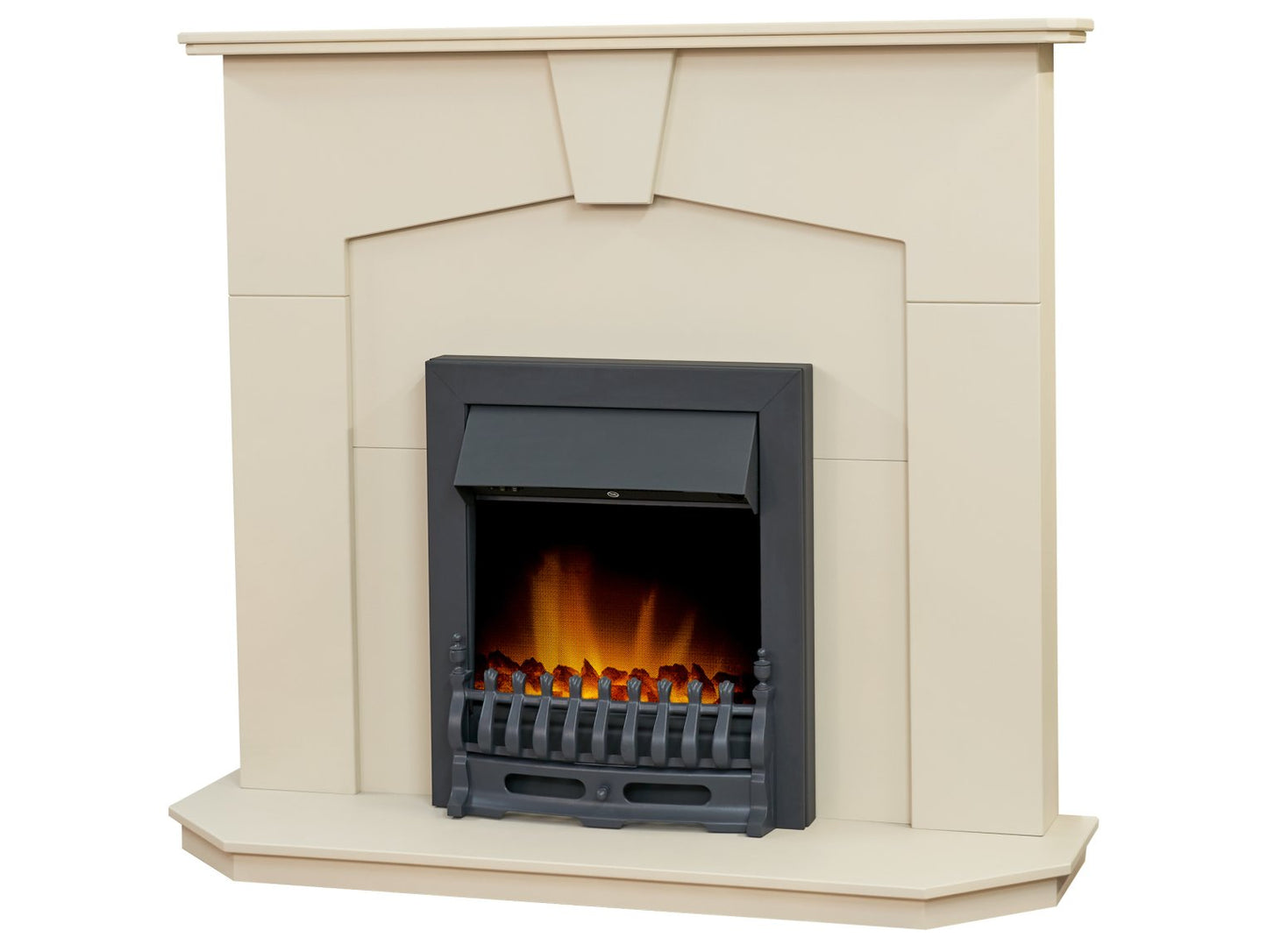Adam Abbey Fireplace Stone Effect + Blenheim Electric Fire Black, 48"