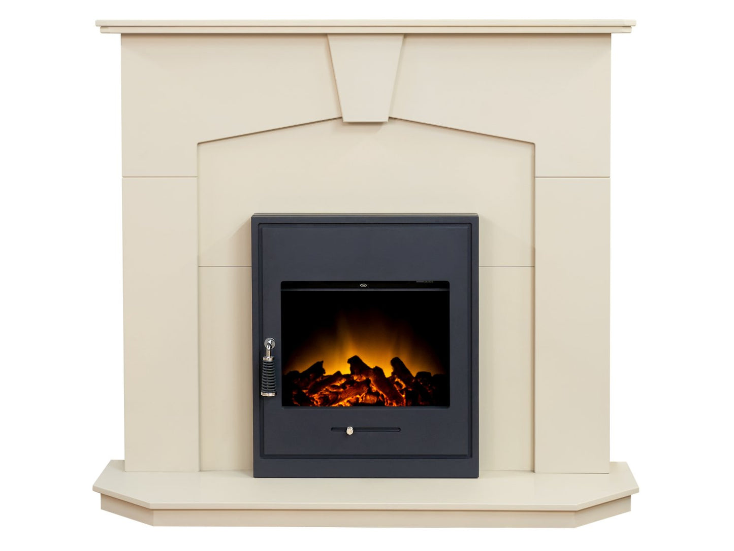 Adam Abbey Fireplace in Stone Effect with Oslo Electric Fire in Black, 48 Inch