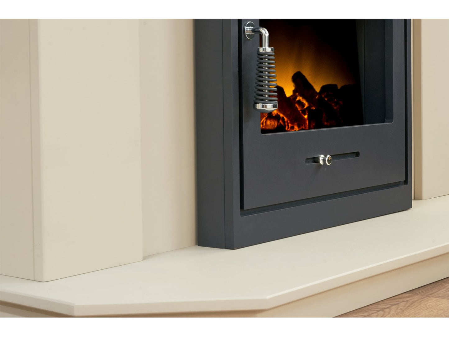 Adam Abbey Fireplace Stone Effect + Oslo Electric Fire Black, 48"