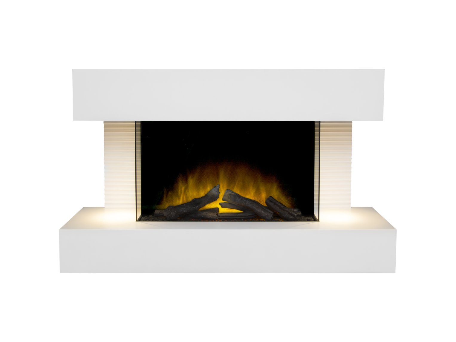 Adam Altair Wall Mounted Electric Fire Suite with Downlights & Remote Control in Pure White