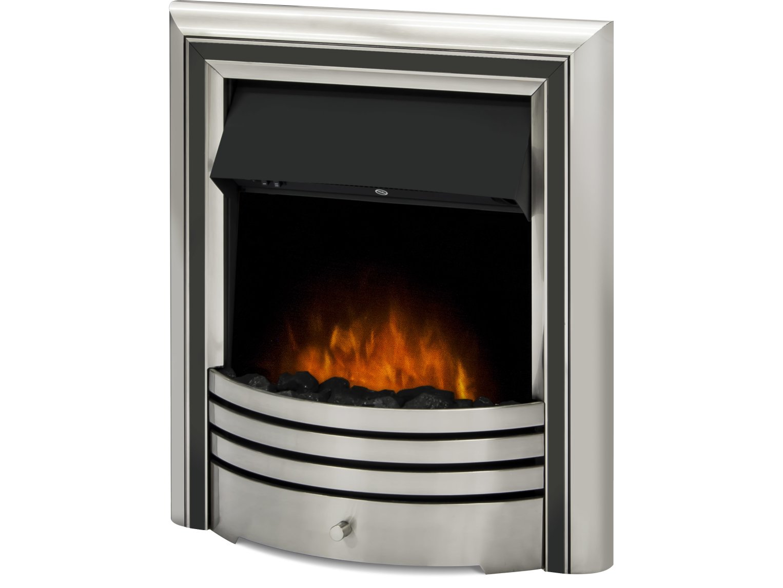 Adam Astralis Pebble Electric Fire in Chrome & Black with Remote Control