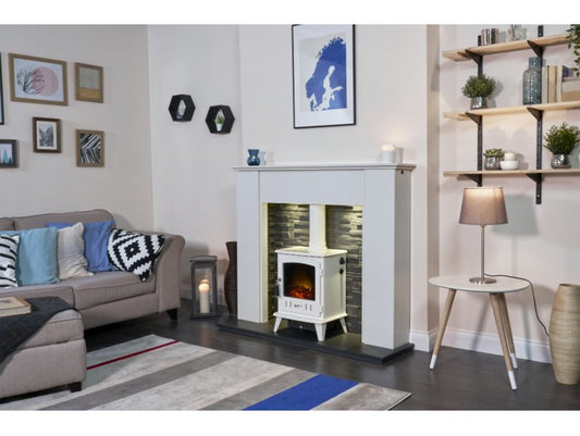 Adam Aviemore Electric Fire Stove Pure White Enamel