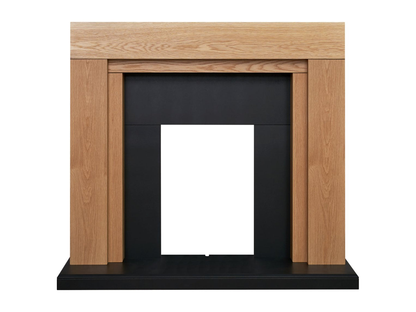 Adam Beaumont Oak & Black Fireplace + Downlights, 48"