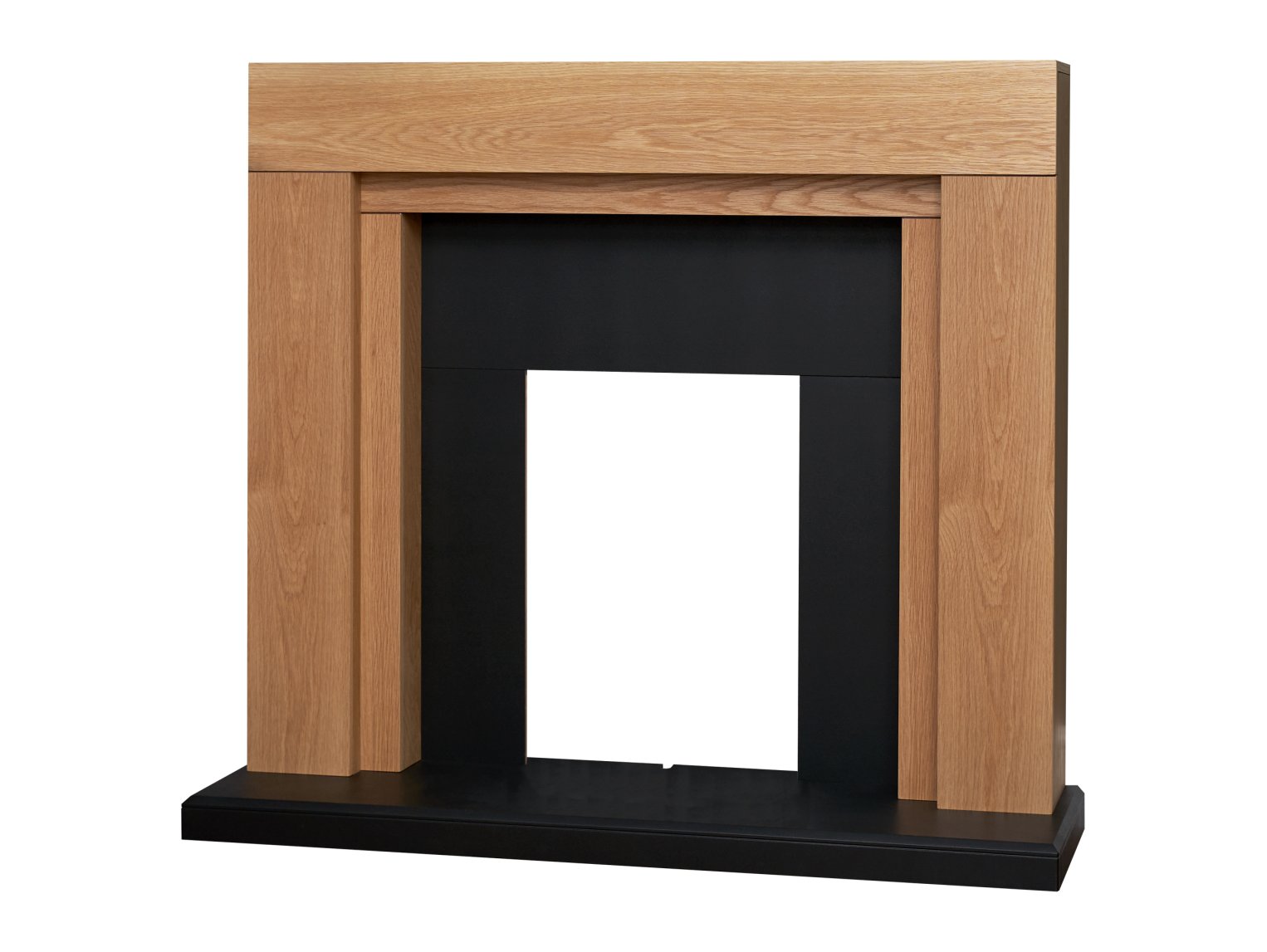 Adam Beaumont Oak & Black Fireplace + Downlights, 48"