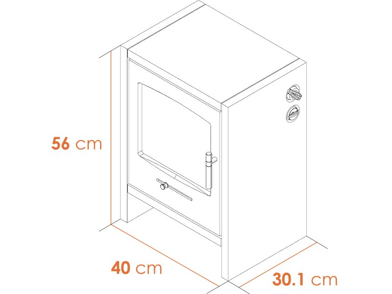 Adam Oak Beam, Hearth & Stove Pipe with Bergen Stove in Charcoal Grey