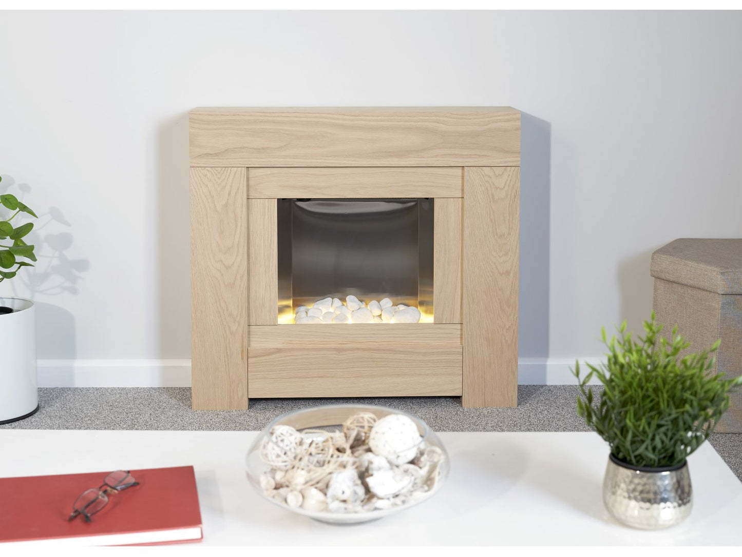 Adam Brooklyn Oak Electric Fireplace Suite 30"