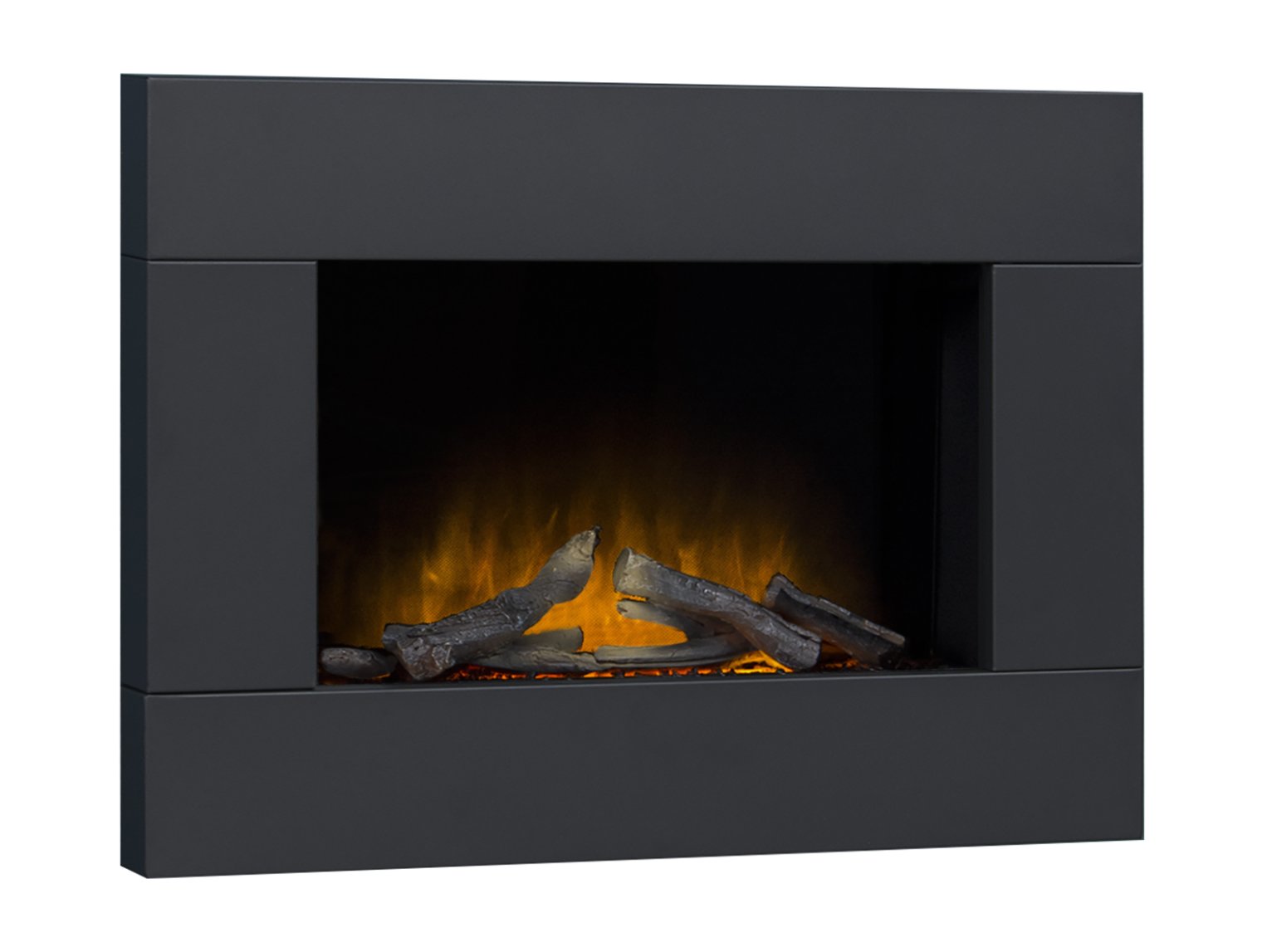 Adam Carina Electric Wall Mounted Fire + Logs & Remote Control Black, 32"